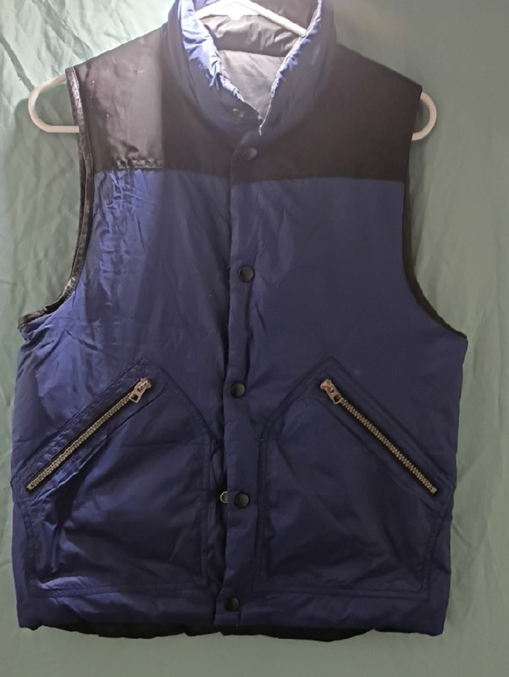 Coach Blue and Black Quilted Puffer Vest